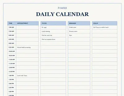 Blank daily calendar white modern simple