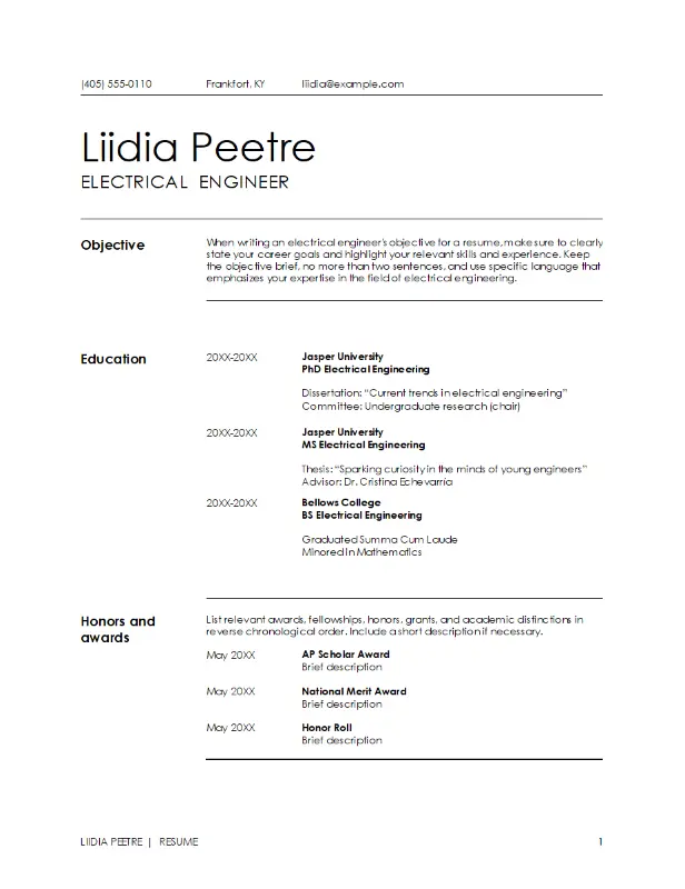 Free simple resume template download