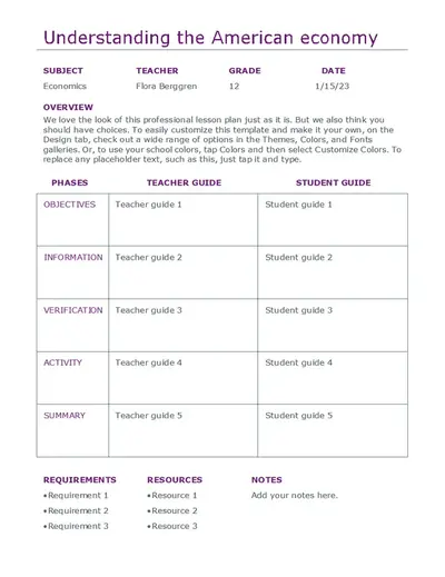 Daily lesson planner (color) modern simple