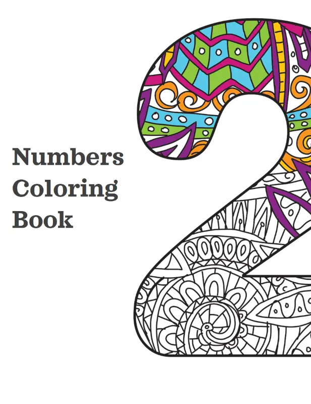 Numbers coloring book organic boho
