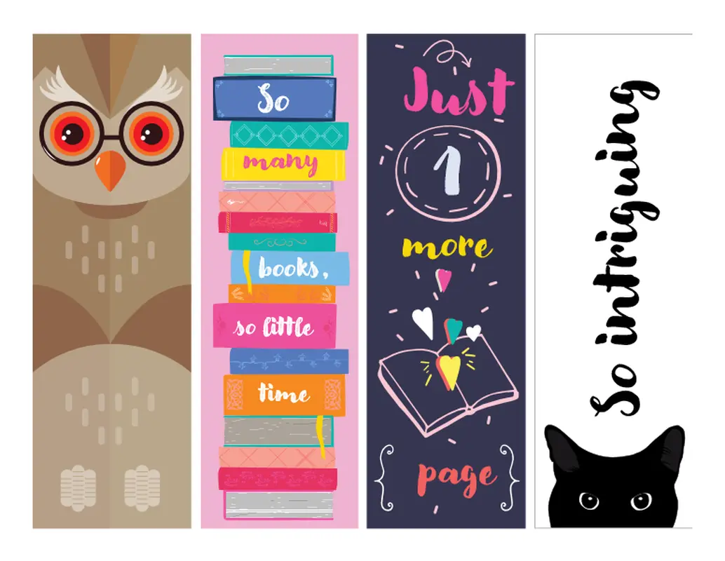Cute bookmarks whimsical color block