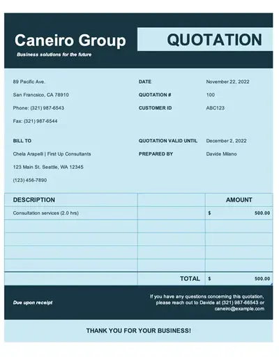 Price quotation without tax modern simple