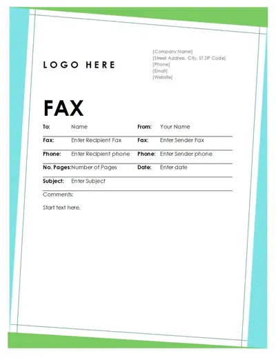 Geometric fax cover blue modern geometric