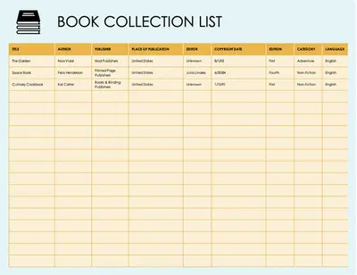 Book collection list modern simple