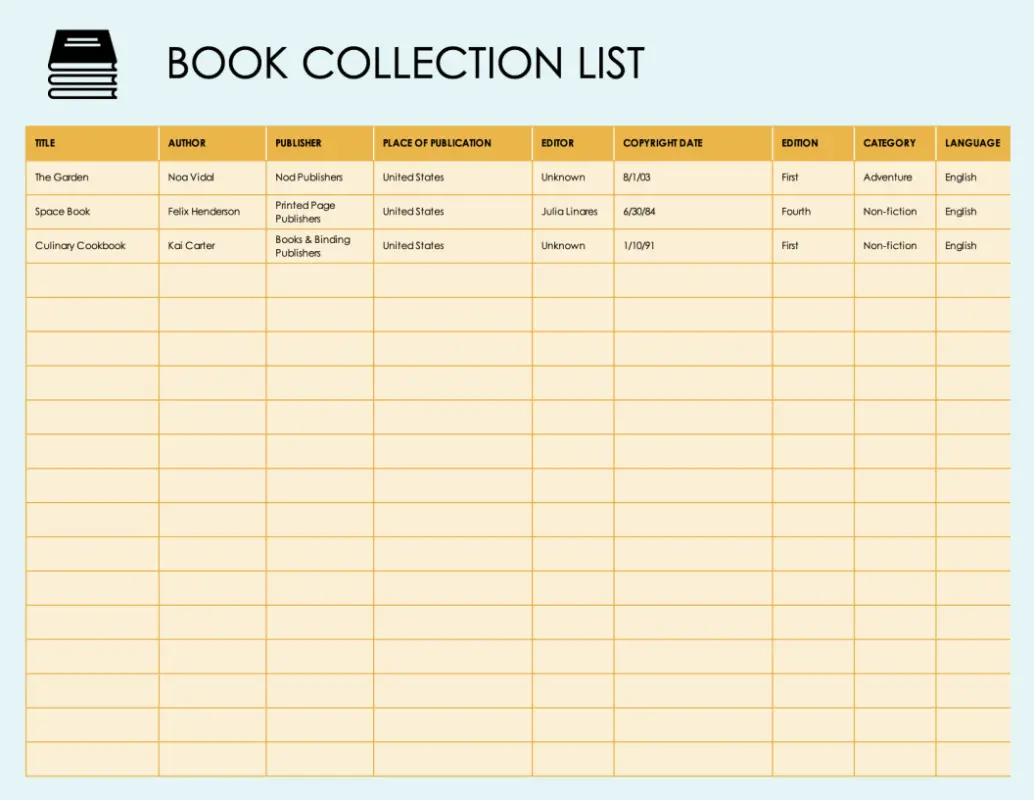 Book collection list blue modern simple