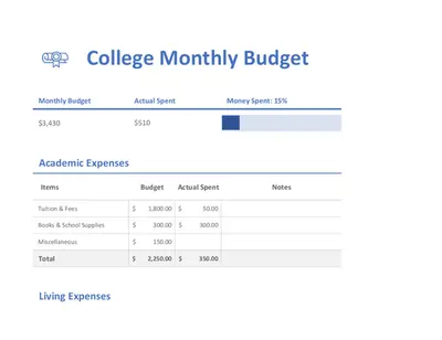 College monthly budget modern-simple