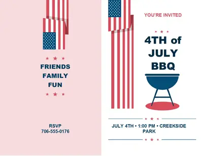 4th of July BBQ invitation red modern-simple