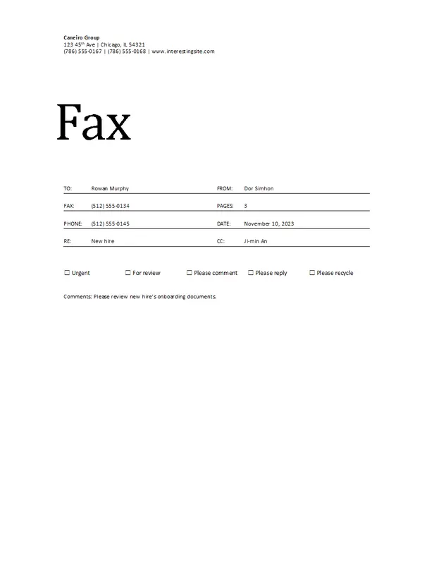 Fax Cover Sheet white modern simple