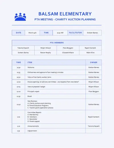 Board meeting minutes blue modern simple