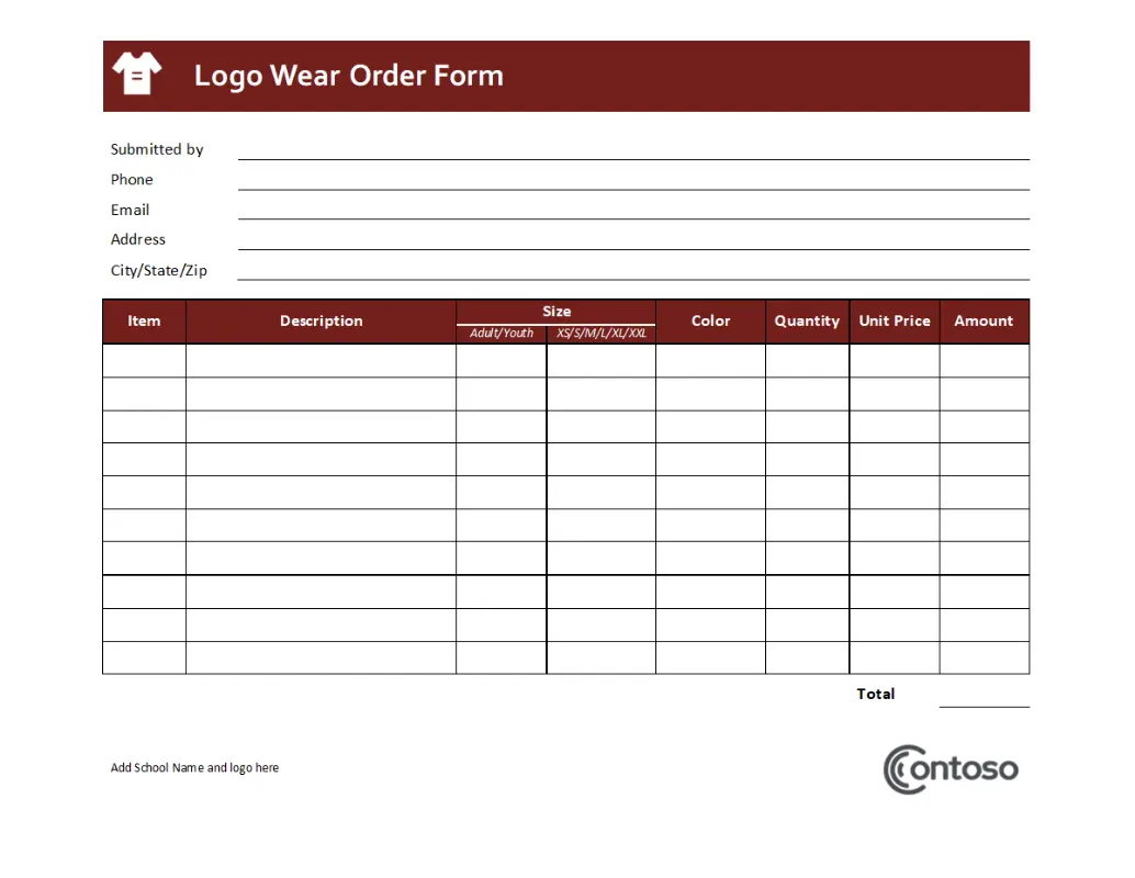 Logowear order form brown modern simple