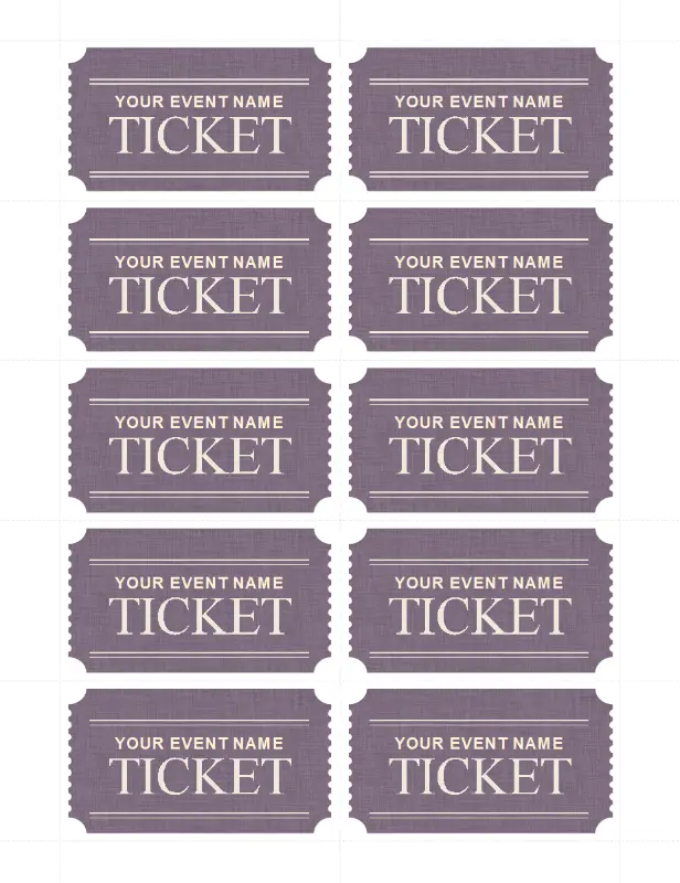 Basic tickets (10 per page) purple vintage retro