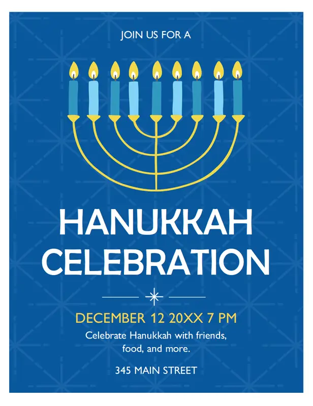 Hanukkah flyer blue modern simple