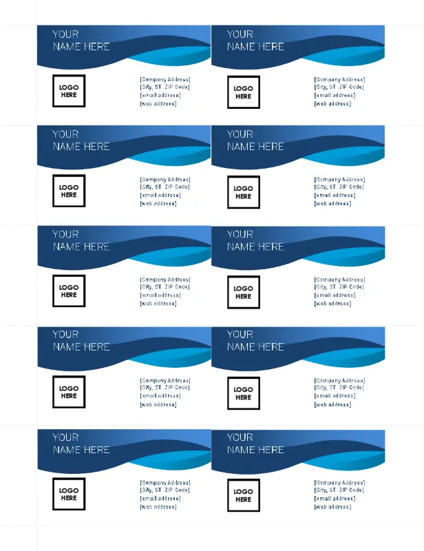 Big wave business cards blue modern-simple