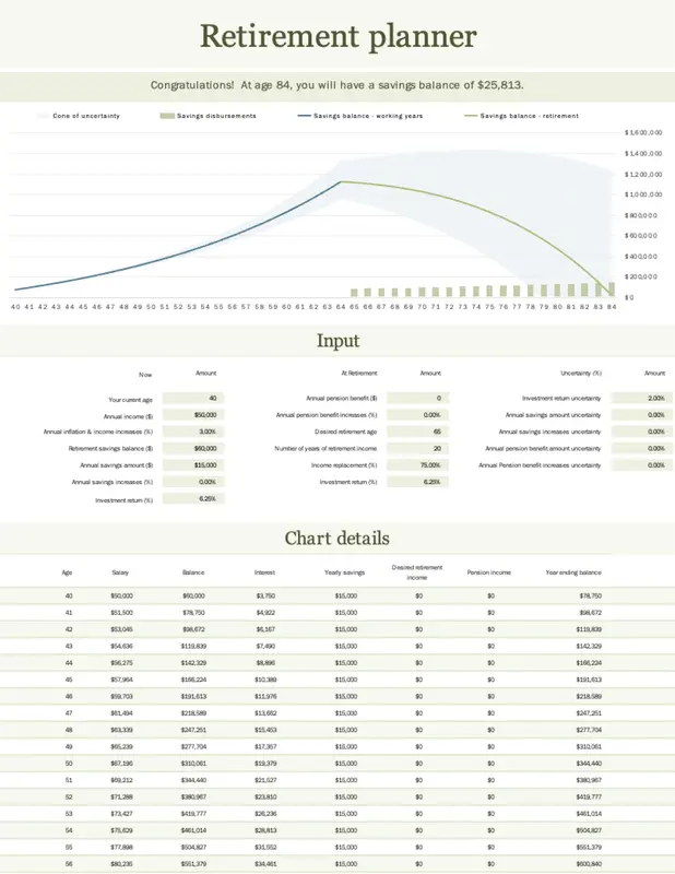 Retirement financial planner green modern simple