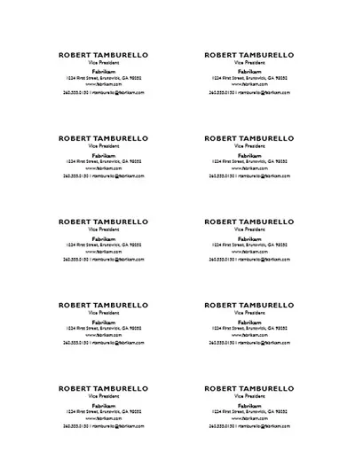 Business cards, centered with logo (10 per page) modern simple