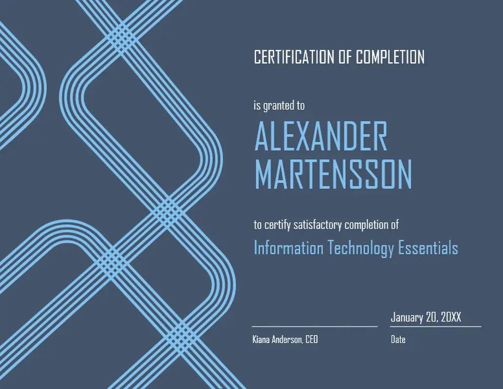 Ribbon certificate of completion blue modern-geometric