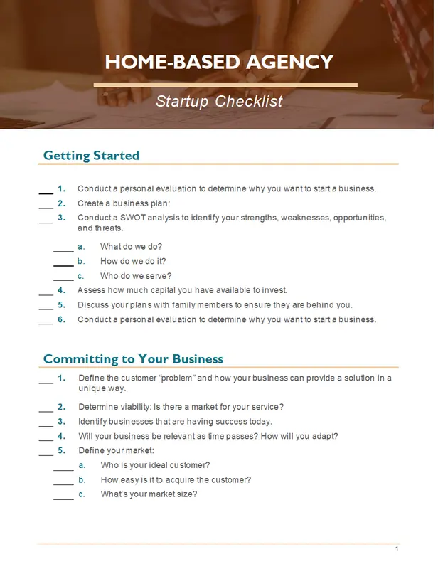 Home business startup checklist blue modern simple