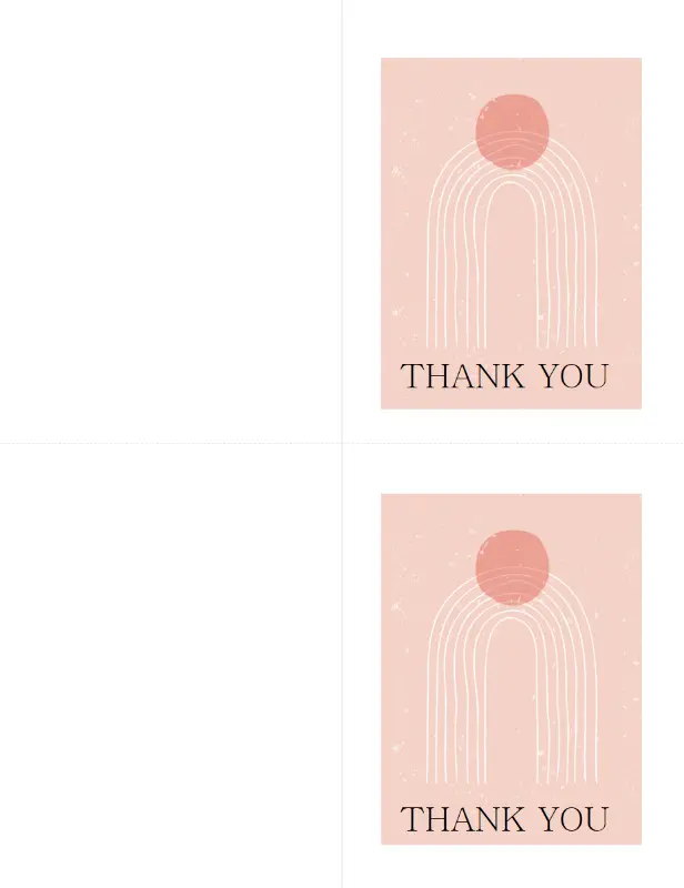 Thank you cards pink whimsical line
