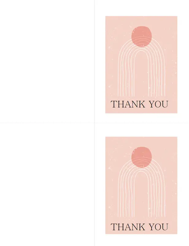 Thank you cards pink whimsical line