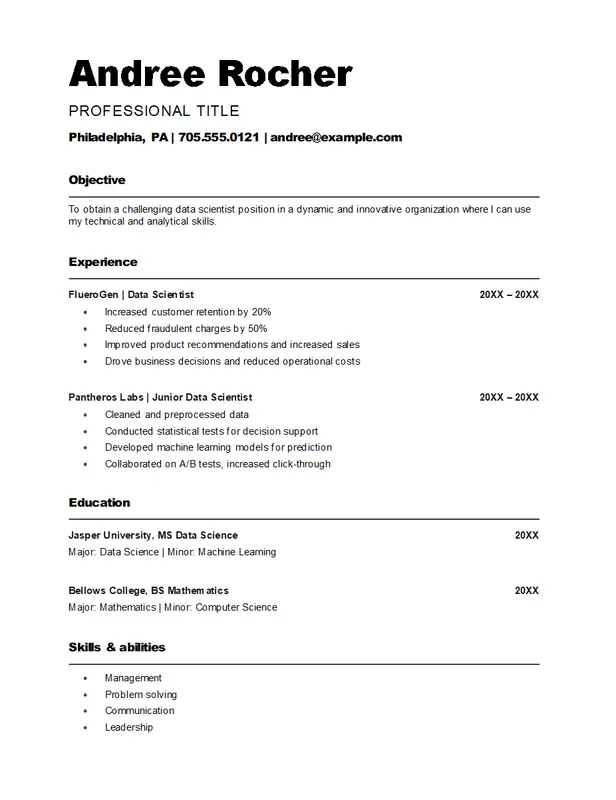 ATS bold classic resume modern simple