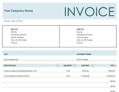 Finance charge invoice basic modern simple