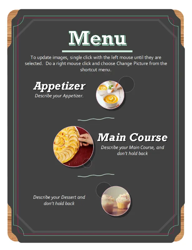 Sample Food Menu List