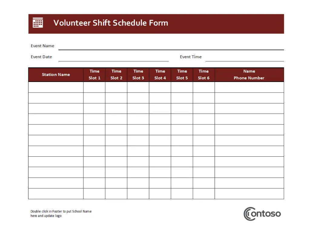 Volunteer shift schedule brown modern simple