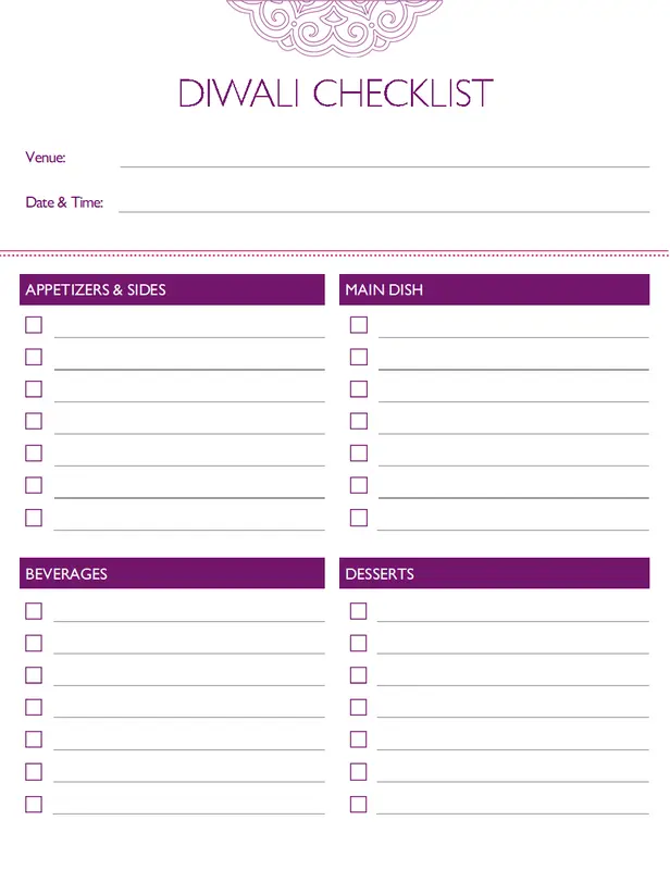 Diwali checklist whimsical color block