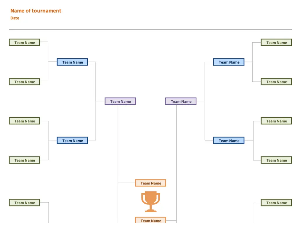 Tournament bracket 16 teams orange modern simple