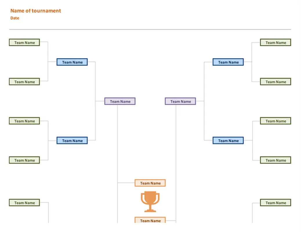 Tournament bracket 16 teams orange modern simple