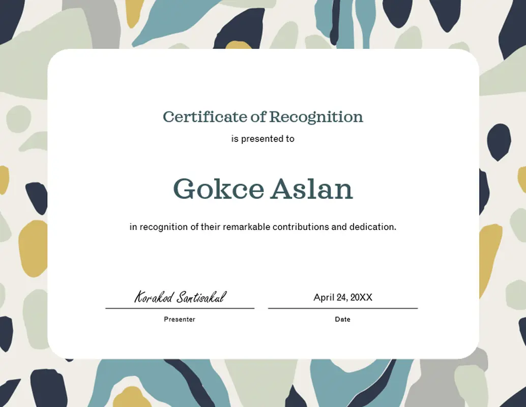 Certificate of recognition