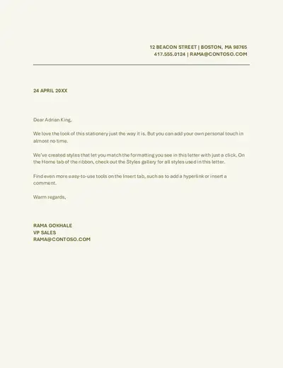 Simple recommendation letter green modern simple