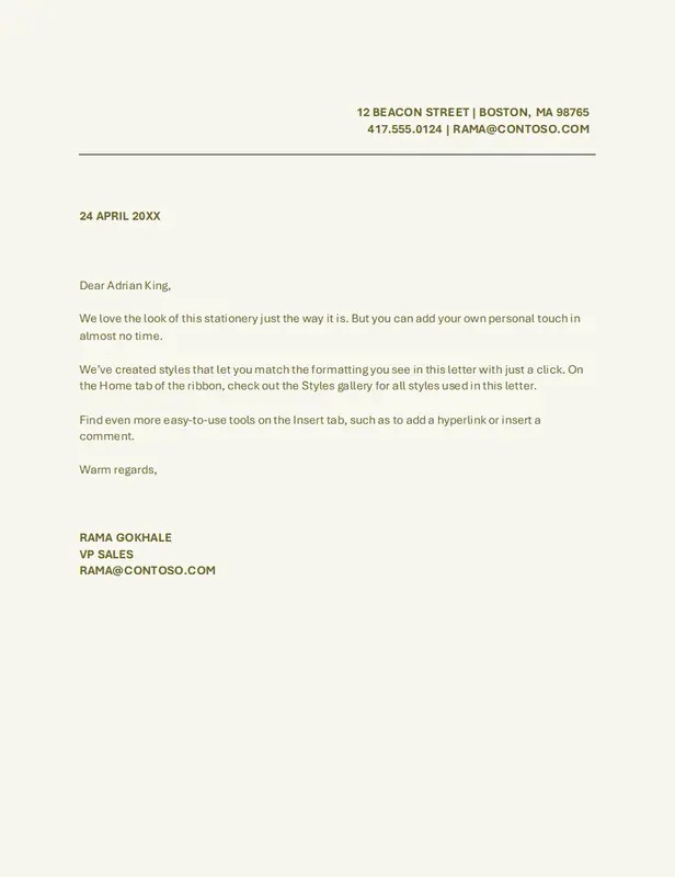 Simple recommendation letter green modern simple