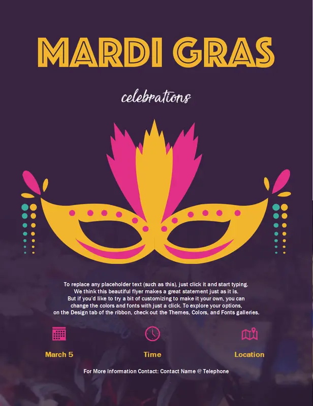 Mardi Gras event flyer purple modern simple