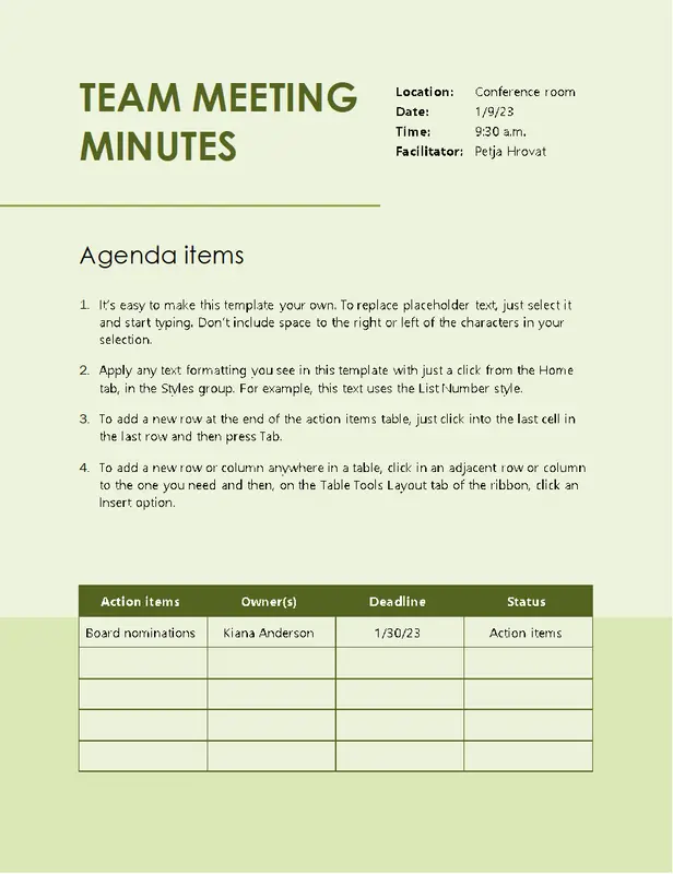 Team meeting minutes modern simple