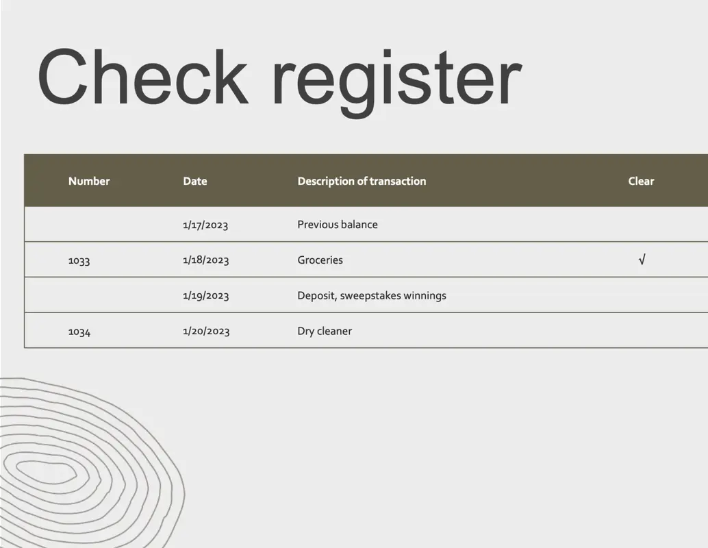 Check register green modern simple