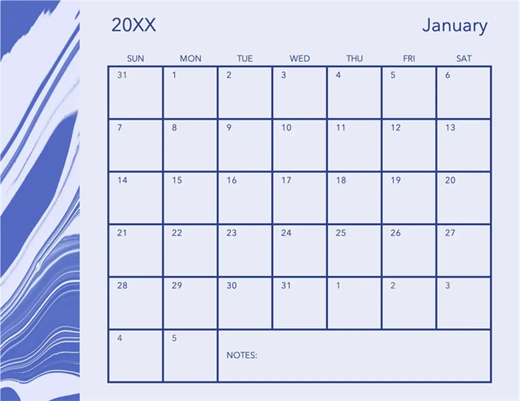 Any year calendar (ion theme) modern-simple
