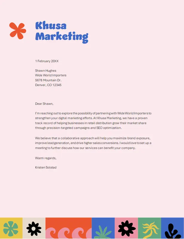 Business letter (simple design) red modern-simple