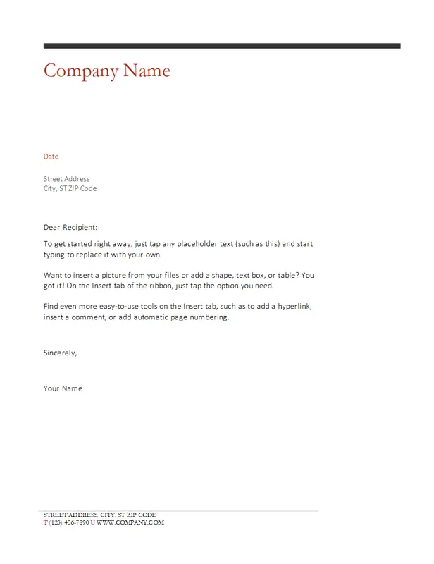 Business letter (simple design) red modern-simple