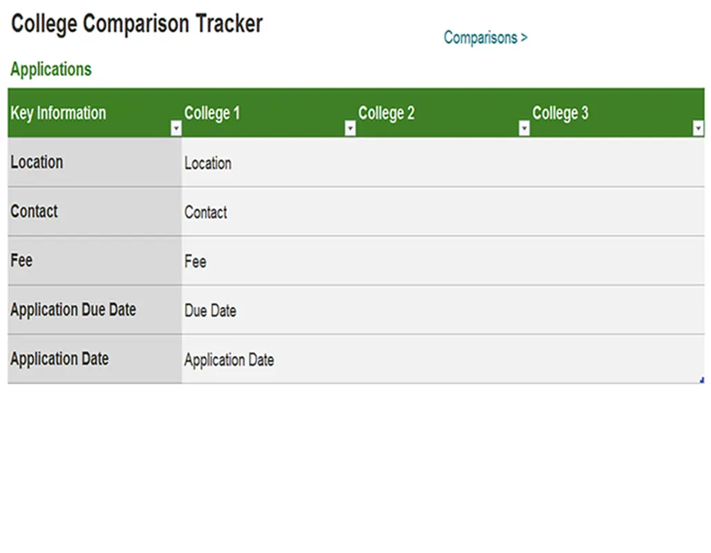 College comparison tracker modern-simple