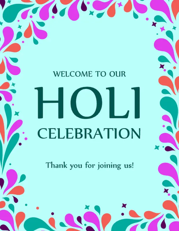 Holi party printables whimsical color block