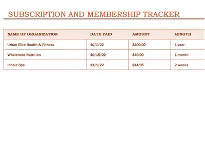 Subscription and membership tracker modern simple
