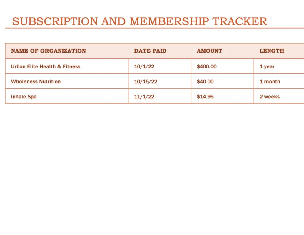 Subscription and membership tracker orange modern simple