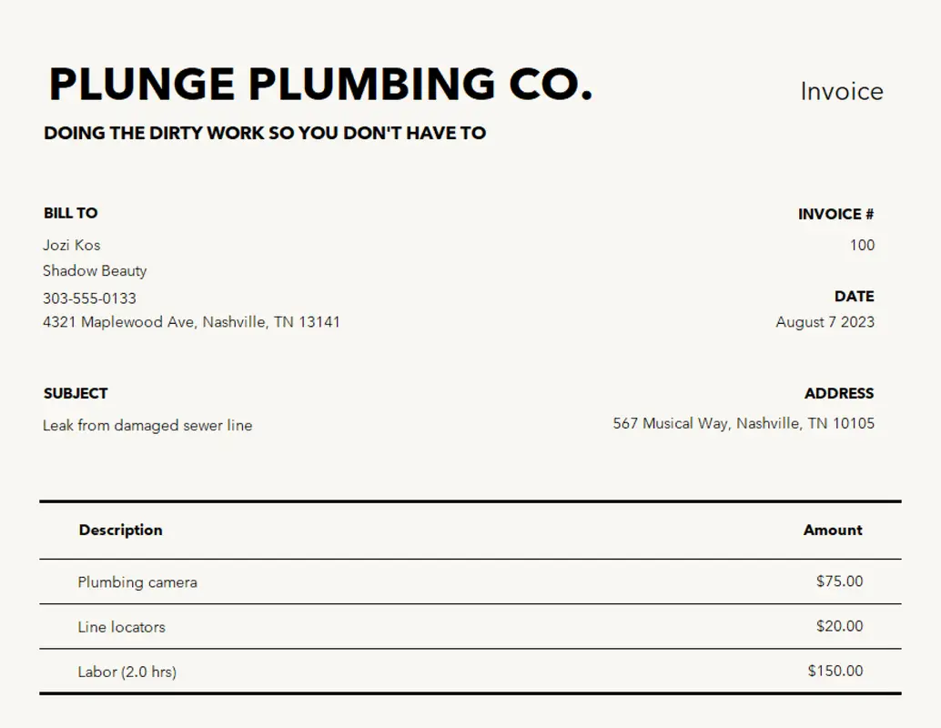 Invoice with tax calculation black modern-simple