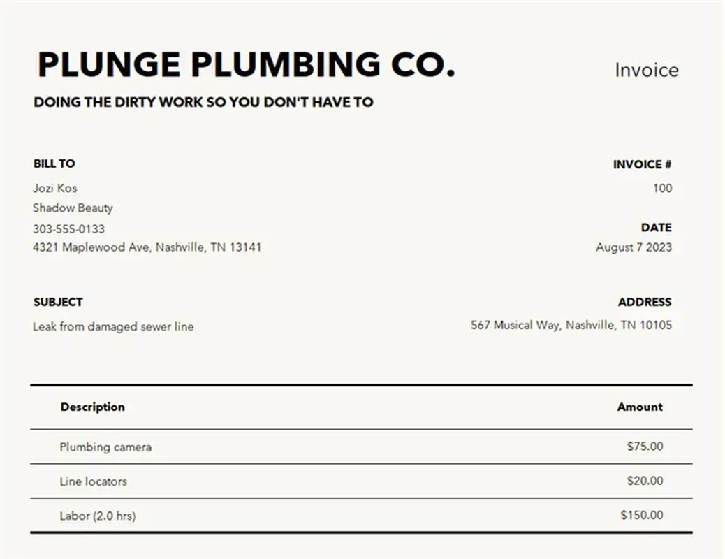Invoice with tax calculation black modern-simple