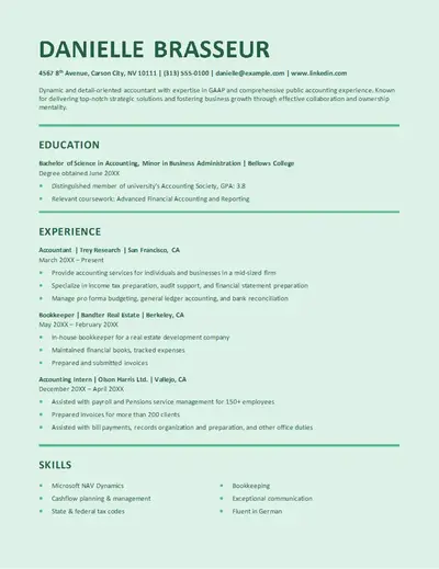 ATS stylish accounting resume modern simple
