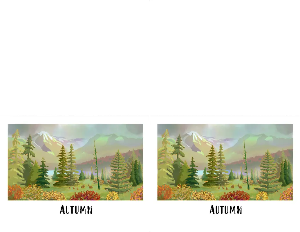Wilderness scenes  greeting cards (quarter-fold) green whimsical-color-block