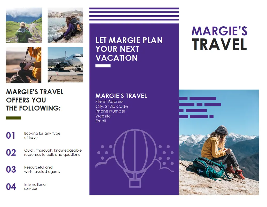 Travel brochure purple modern-simple