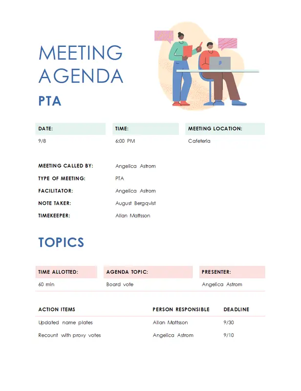 Educational meeting agenda modern simple