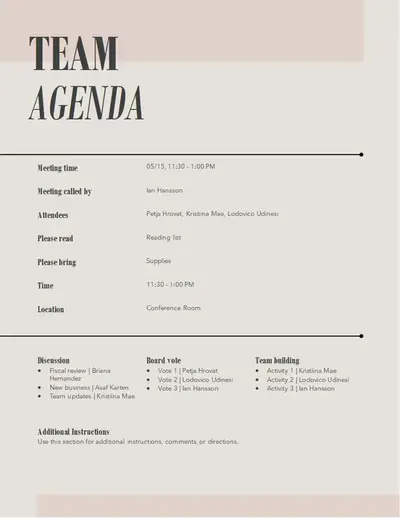 Headlines team agenda modern geometric